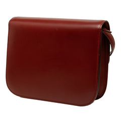 セリーヌ クラシック ボックス ショルダーバッグ レッド ボルドー レザー レディース CELINE 中古