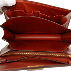 セリーヌ クラシック ボックス ショルダーバッグ レッド ボルドー レザー レディース CELINE 中古