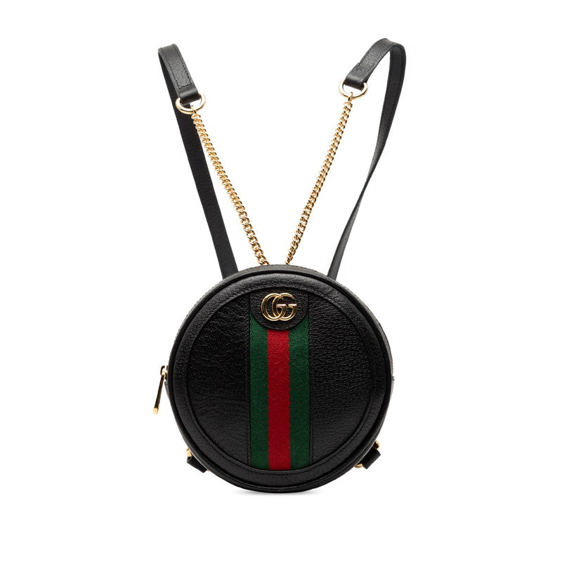 グッチ シェリーライン オフィディア チェーン リュック バックパック 598661 ブラック レザー レディース GUCCI 【中古】