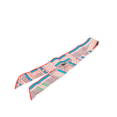 エルメス ツイリー Tresses H トレッセH スカーフ オレンジ マルチカラー シルク レディース HERMES 【中古】