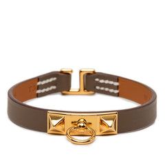 エルメス リヴァル ミニ ブレスレット エトゥープ レザー レディース HERMES 【中古】