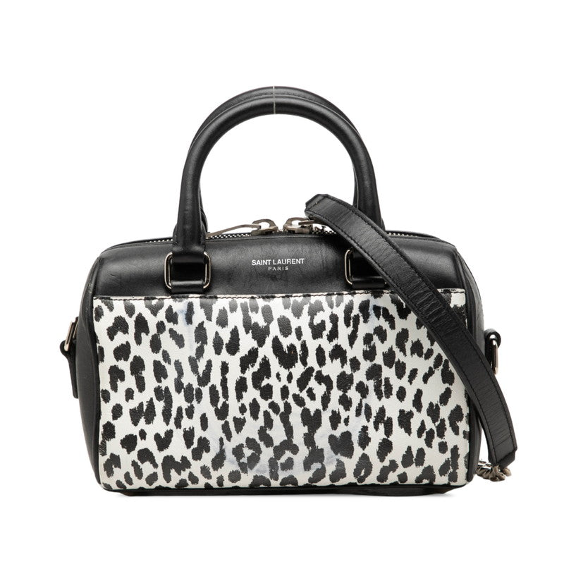 サンローラン ベイビーダッフル ハンドバッグ 2WAY ショルダーバッグ 340238 ブラック レザー レディース SAINT LAURENT 中古