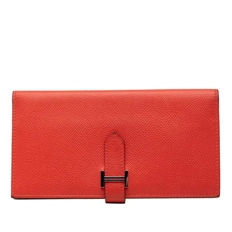 エルメス ベアン スフレ 長財布 ローズジャイプール レッド ヴォーエプソン レディース HERMES 【中古】