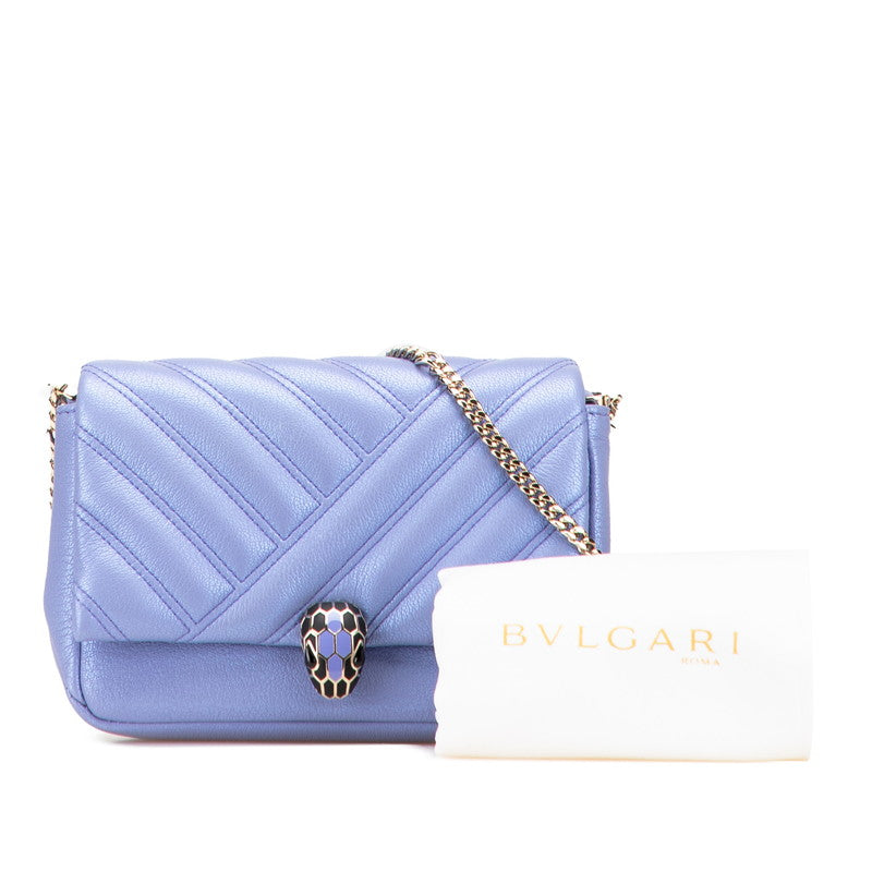 ブルガリ セルペンティ チェーン ショルダーバッグ メタリックパープル レザー レディース BVLGARI 【中古】