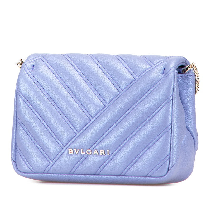 ブルガリ セルペンティ チェーン ショルダーバッグ メタリックパープル レザー レディース BVLGARI 【中古】