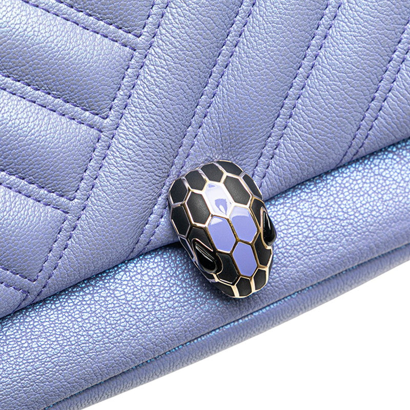 ブルガリ セルペンティ チェーン ショルダーバッグ メタリックパープル レザー レディース BVLGARI 【中古】