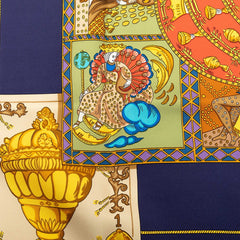 エルメス カレ90 LE TAROT タロットカード スカーフ ネイビー マルチカラー シルク レディース HERMES 【中古】