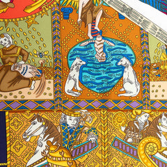 エルメス カレ90 LE TAROT タロットカード スカーフ ネイビー マルチカラー シルク レディース HERMES 【中古】