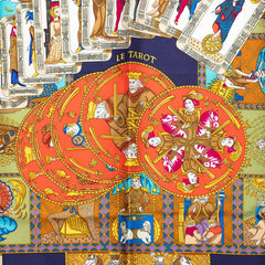 エルメス カレ90 LE TAROT タロットカード スカーフ ネイビー マルチカラー シルク レディース HERMES 【中古】