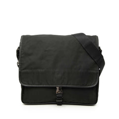プラダ 三角ロゴプレート 斜め掛け ショルダーバッグ ブラック ナイロン レザー レディース PRADA 【中古】