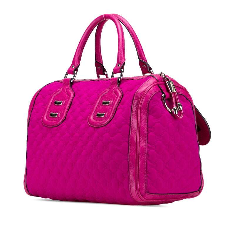 グッチ GGネオプレン ボストンバッグ 241097 パープル ピンク ナイロン レザー レディース GUCCI 【中古】