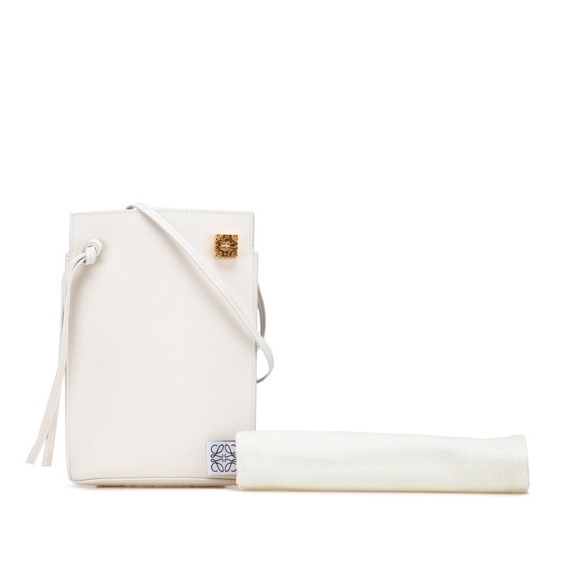 ロエベ アナグラム ダイスポケット 斜め掛け ショルダーバッグ オフホワイト レザー レディース LOEWE 【中古】