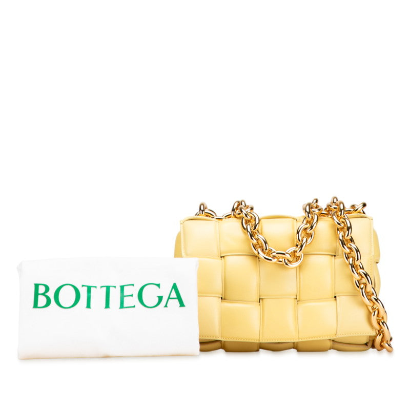 ボッテガヴェネタ マキシイントレチャート カセット チェーン ショルダーバッグ イエロー レザー レディース BOTTEGAVENETA 【中古】