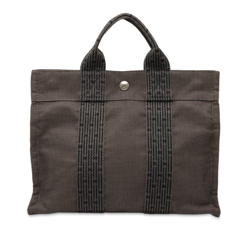 エルメス エールライン トートPM ハンドバッグ トートバッグ グレー ブラック キャンバス レディース HERMES 【中古】