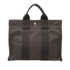 エルメス エールライン トートPM ハンドバッグ トートバッグ グレー ブラック キャンバス レディース HERMES 【中古】