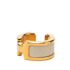 エルメス オランプPM イヤーカフ イヤーアクセサリー ゴールド ホワイト レザー メッキ レディース HERMES 【中古】