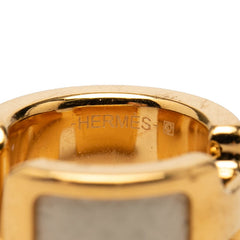 エルメス オランプPM イヤーカフ イヤーアクセサリー ゴールド ホワイト レザー メッキ レディース HERMES 【中古】