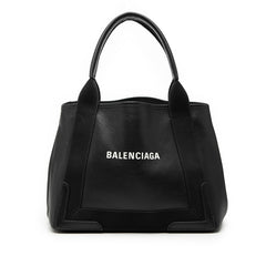 バレンシアガ ネイビーカバス S ハンドバッグ トートバッグ 339933 ブラック レザー キャンバス レディース BALENCIAGA 【中古】