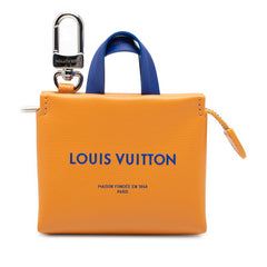 ルイ ヴィトン LV ミニ ショッパー バッグチャーム キーホルダー M02699 オレンジ ブルー レザー レディース LOUIS VUITTON 【中古】