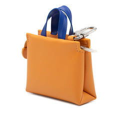 ルイ ヴィトン LV ミニ ショッパー バッグチャーム キーホルダー M02699 オレンジ ブルー レザー レディース LOUIS VUITTON 【中古】