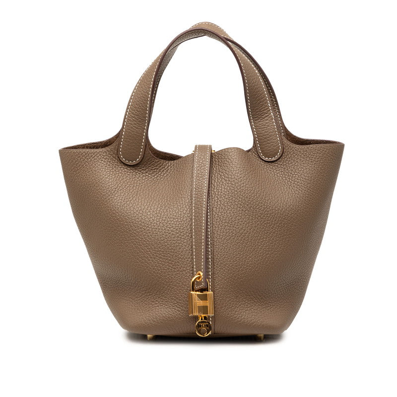 エルメス ピコタンロックPM ハンドバッグ ブラウン ゴールド金具 トリヨンクレマンス レディース HERMES 【中古】