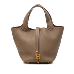 エルメス ピコタンロックPM ハンドバッグ ブラウン ゴールド金具 トリヨンクレマンス レディース HERMES 【中古】