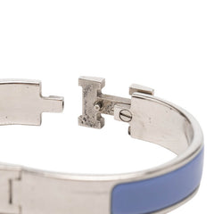 エルメス クリックH PM Hロゴ エナメルブレスレット バングル ブルー系 シルバー メタル レディース HERMES 【中古】