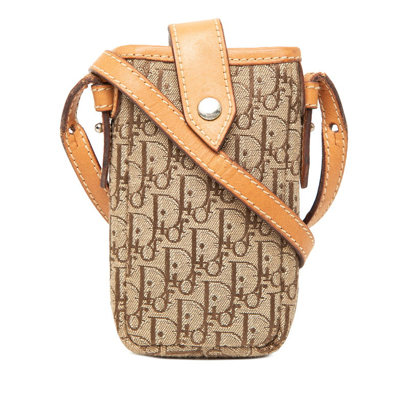 ディオール オブリーク トロッター ミニ ショルダーバッグ ブラウン キャンバス レザー レディース Dior 【中古】
