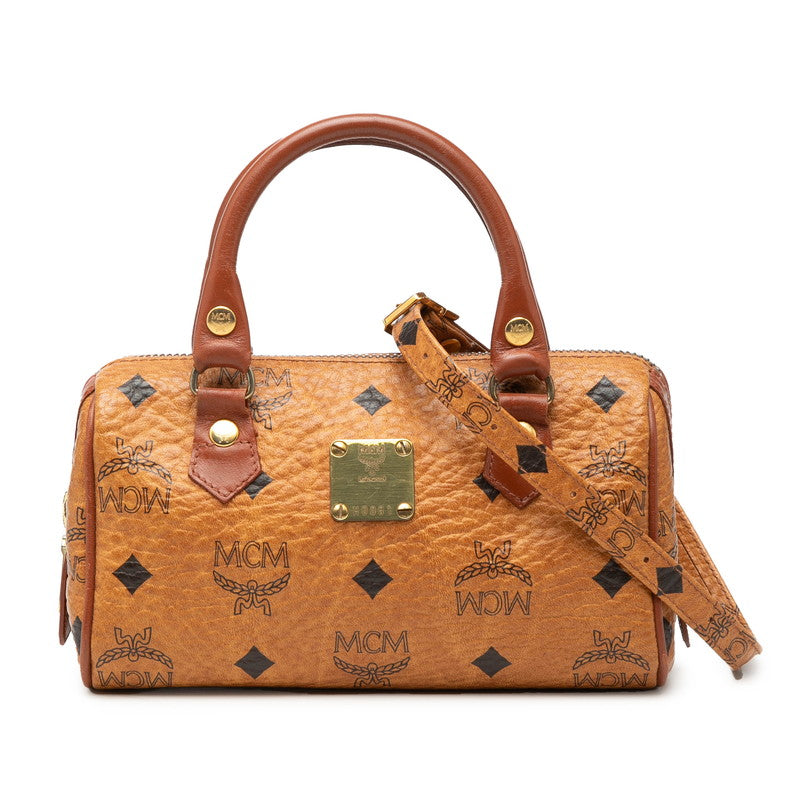 エム シー エム ヴィセトス ミニボストンバッグ ショルダーバッグ 2WAY ブラウン PVC レザー レディース MCM 【中古】