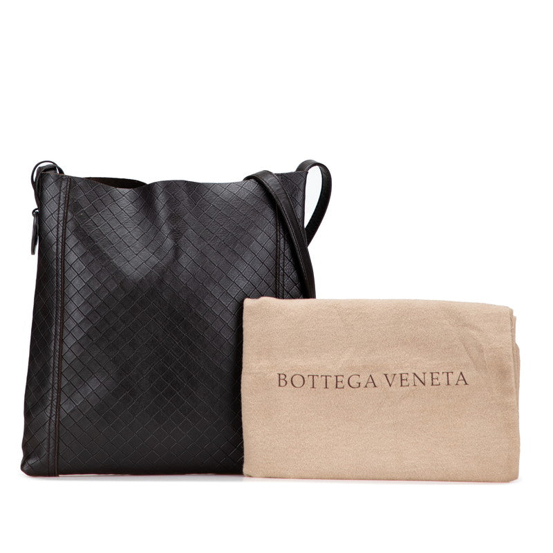 ボッテガヴェネタ イントレチャート 斜め掛け ショルダーバッグ ダークブラウン レザー レディース BOTTEGAVENETA 【中古】