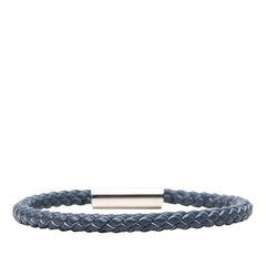 エルメス ゴリアテ ブレスレット シルバー ネイビー レザー メタル レディース HERMES 中古