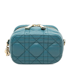ディオール マイクロ カナージュ バニティバッグ ショルダー ブルー ラムスキン レディース Dior 【中古】