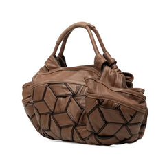 ロエベ アナグラム ナッパアイレ 編み込み トートバッグ ブラウン レザー レディース LOEWE 【中古】