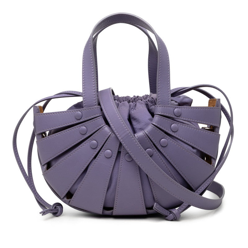 ボッテガヴェネタ ザ シェル ハンドバッグ 斜め掛け ショルダーバッグ 2WAY パープル レザー レディース BOTTEGAVENETA 【中古】