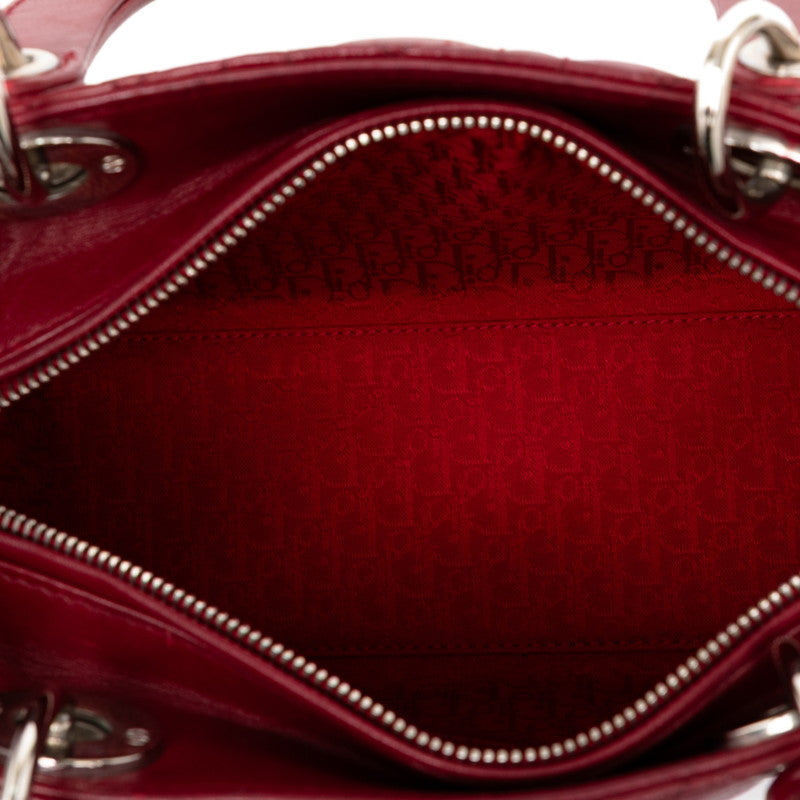ディオール レディディオール カナージュ ミディアム ハンドバッグ ショルダーバッグ 2WAY レッド レザー レディース Dior 【中古】