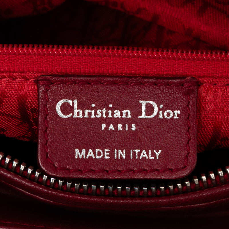 ディオール レディディオール カナージュ ミディアム ハンドバッグ ショルダーバッグ 2WAY レッド レザー レディース Dior 【中古】