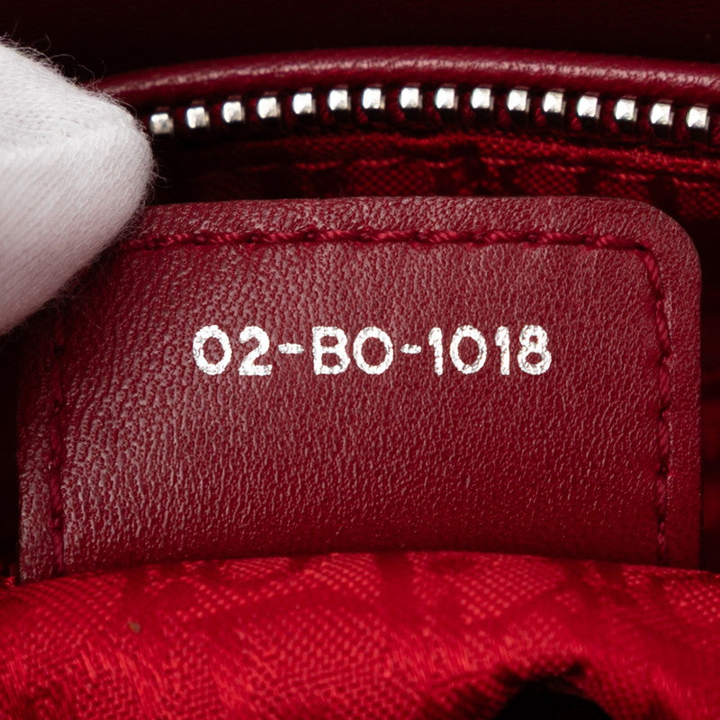 ディオール レディディオール カナージュ ミディアム ハンドバッグ ショルダーバッグ 2WAY レッド レザー レディース Dior 【中古】