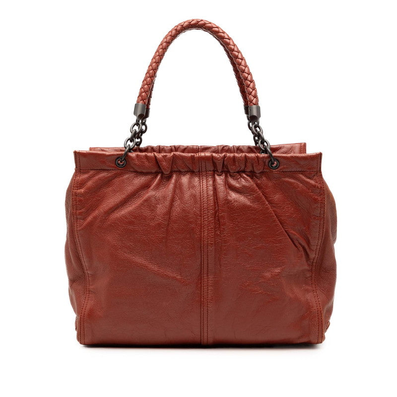 ボッテガヴェネタ イントレチャート ショルダーバッグ ブラウン レザー レディース BOTTEGAVENETA 【中古】