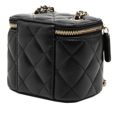 シャネル ココマーク マトラッセ ミニバニティバッグ チェーンショルダーバッグ ブラック ラムスキン レディース CHANEL 【中古】