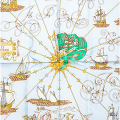 エルメス カレ90 VOILES DE LUMIERE 光の帆船 スカーフ ライトブルー 水色 シルク レディース HERMES 【中古】