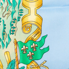 エルメス カレ90 VOILES DE LUMIERE 光の帆船 スカーフ ライトブルー 水色 シルク レディース HERMES 【中古】