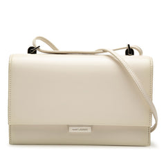 サンローラン 斜め掛け フラップ ショルダーバッグ ホワイト レザー レディース SAINT LAURENT 【中古】