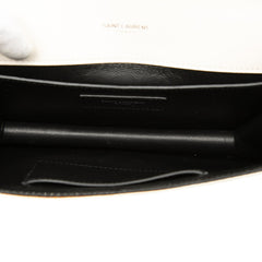サンローラン 斜め掛け フラップ ショルダーバッグ ホワイト レザー レディース SAINT LAURENT 【中古】