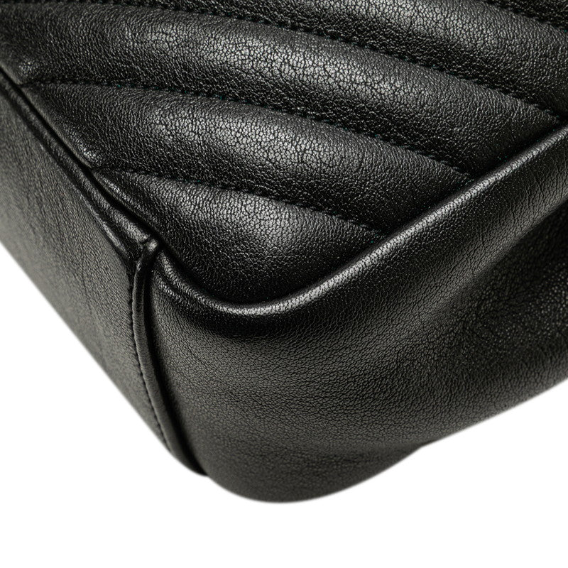 サンローラン YSLモノグラム Vステッチ ハンドバッグ ショルダーバッグ 2WAY ブラック レザー レディース SAINT LAURENT 【中古】
