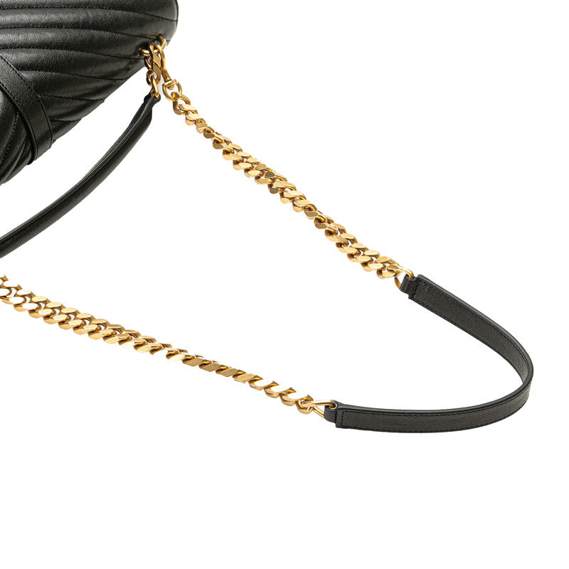 サンローラン YSLモノグラム Vステッチ ハンドバッグ ショルダーバッグ 2WAY ブラック レザー レディース SAINT LAURENT 【中古】