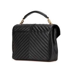 サンローラン YSLモノグラム Vステッチ ハンドバッグ ショルダーバッグ 2WAY ブラック レザー レディース SAINT LAURENT 【中古】