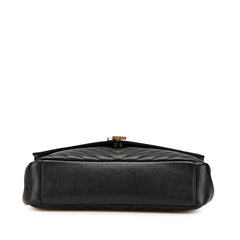 サンローラン YSLモノグラム Vステッチ ハンドバッグ ショルダーバッグ 2WAY ブラック レザー レディース SAINT LAURENT 【中古】