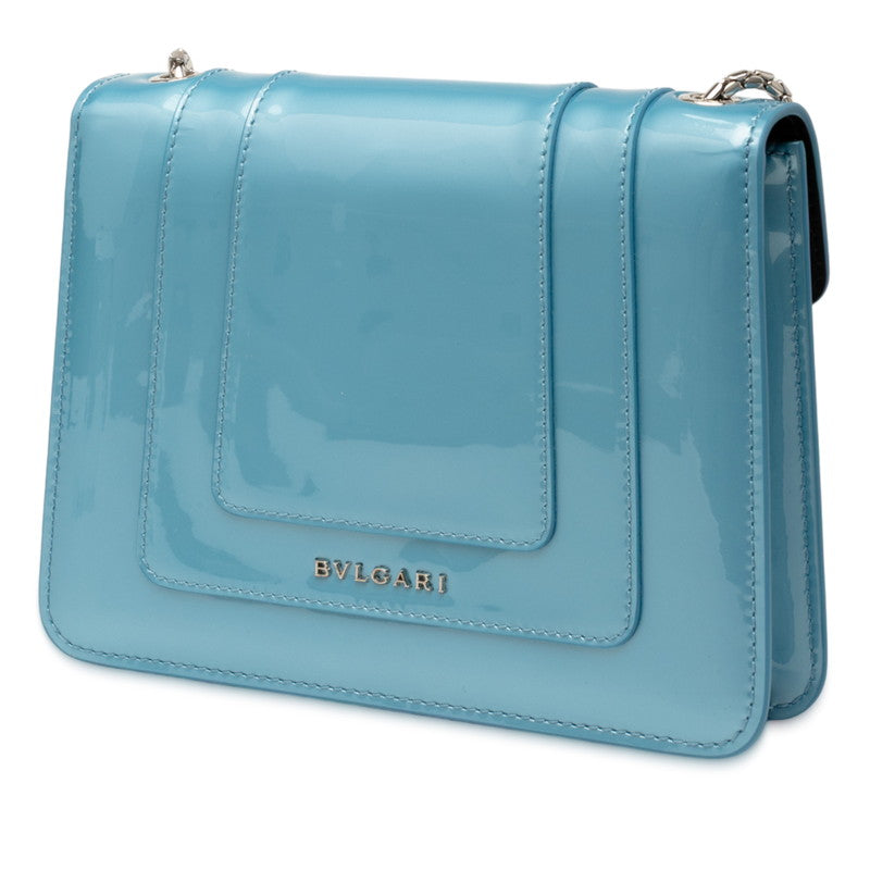 ブルガリ セルペンティ フォーエバー チェーン ショルダーバッグ ブルー エナメル レザー レディース BVLGARI 【中古】