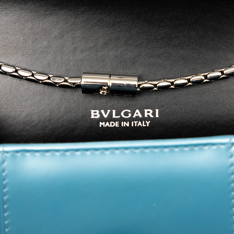 ブルガリ セルペンティ フォーエバー チェーン ショルダーバッグ ブルー エナメル レザー レディース BVLGARI 【中古】