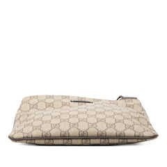 グッチ GGスプリーム 斜め掛け ショルダーバッグ ベージュ ブラウン PVC レザー レディース GUCCI 【中古】